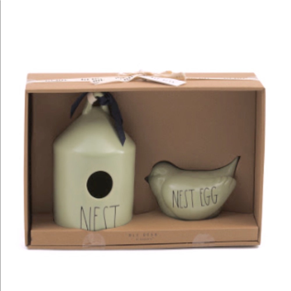 Rae Dunn Birdhouse and Bird Bank Set - Like New!